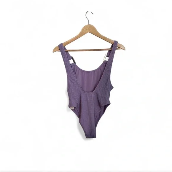 Aerie Lavender Ribbed One-Piece Swimsuit | Size Medium, NWT - Picture 2 of 4